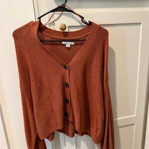 Rust Button-Up Women's Sweater